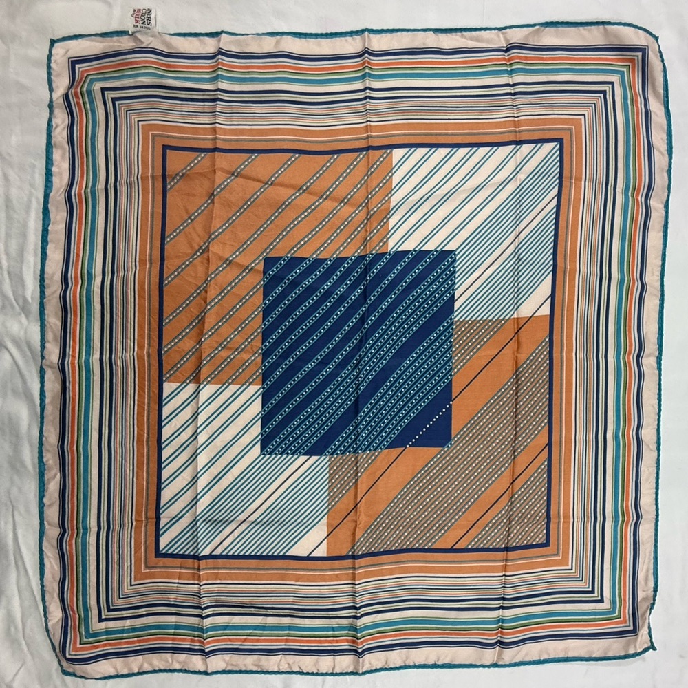Designers Collection Made in Japan Geometric Stripe Silk Scarf 26” Square